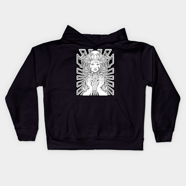 Goddess Sophia Wolf Scull Kids Hoodie by Esoteric Origins